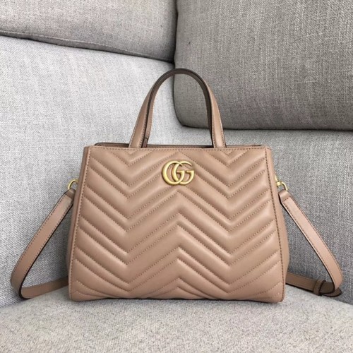 Geantă mică Gucci GG Marmont cu mâner superior 448054 Roz închis