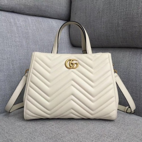 Geantă mică Gucci GG Marmont cu mâner superior 448054 albă