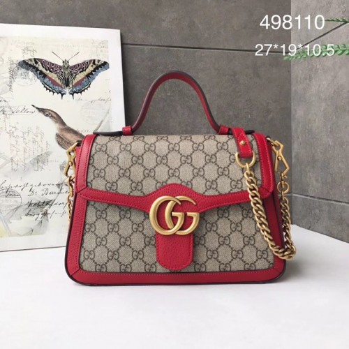 Geantă mică Gucci GG Marmont cu mâner superior 498110 roșie
