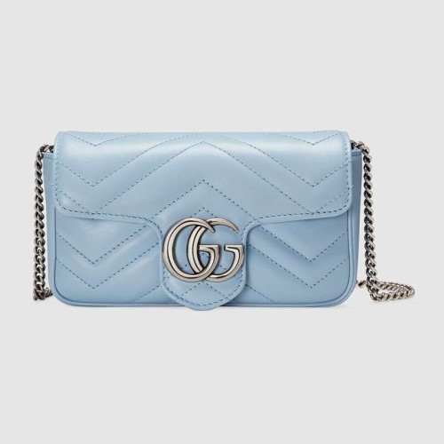 Geantă Gucci GG Marmont super mini 476433 Albastru pastel