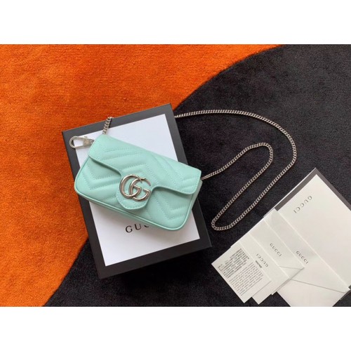 Geantă Gucci GG Marmont super mini 476433 Verde pastel