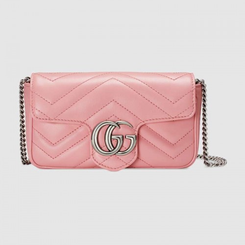 Geantă Gucci GG Marmont super mini 476433 Roz pastel