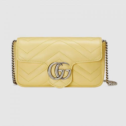 Geantă Gucci GG Marmont super mini 476433 Galben pastel