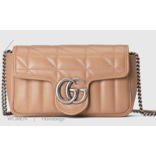 Geantă Gucci GG Marmont super mini 476433 Bej roz