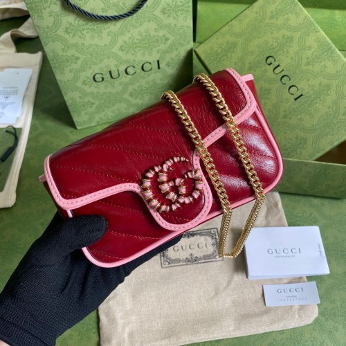 Geantă Gucci GG Marmont super mini 574969 Wine&Pink