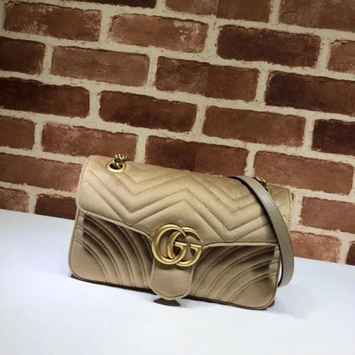 Geantă de umăr medie Gucci GG Marmont din catifea 443497 Khaki