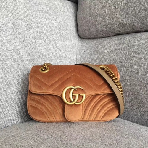 Geantă mini Gucci GG Marmont din catifea 446744 maro