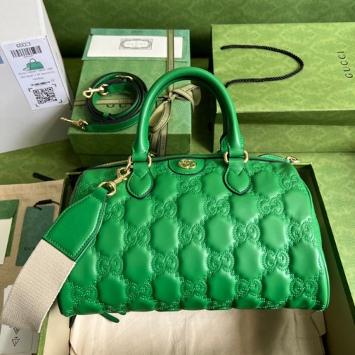 Geantă Gucci GG Matelasse din piele cu mâner superior 702242 Verde aprins