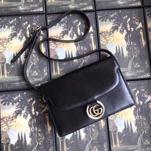 Geantă de umăr Gucci GG Original din piele 589474 Negru