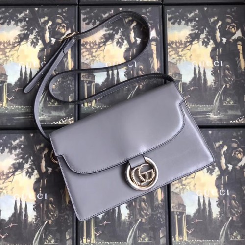 Geantă de umăr Gucci GG Original din piele 589474 gri