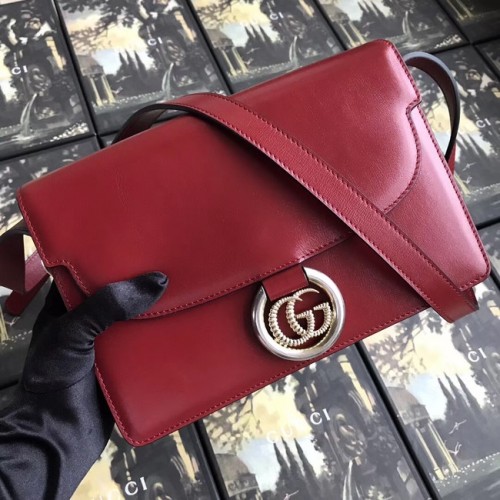 Geantă de umăr Gucci GG Original din piele 589474 Roșu