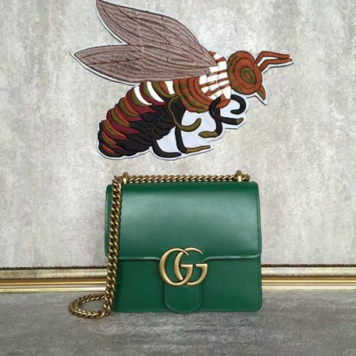 Geantă de umăr din piele Gucci GG Original Marmont 431384A Verde