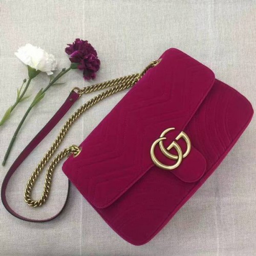 Geantă de umăr Gucci GG Suede Leather 443496 Wine