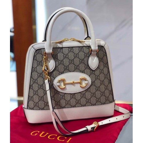 Geantă Gucci GG Supreme Canvas Top Handle 621220 Alb