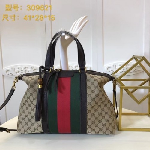 Geantă tote Gucci GG Supreme Canvas 309621 Cafea