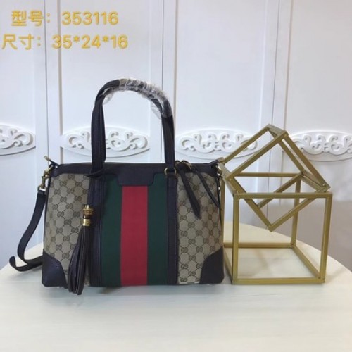 Geantă tote Gucci GG Supreme Canvas 353116 Cafea