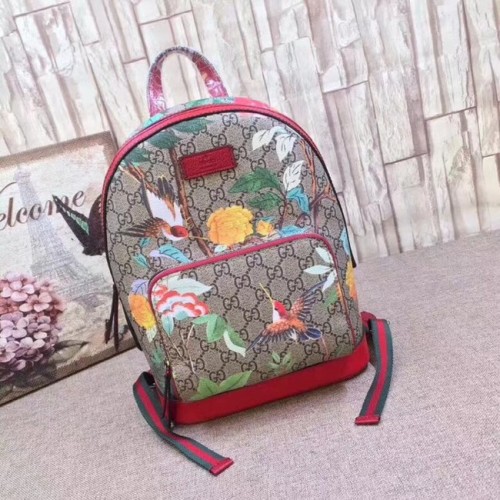 Rucsac Gucci GG Supreme Floare și pasăre 427042 roșu