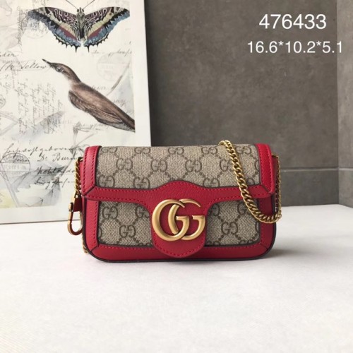 Geantă de umăr mini Gucci GG Supreme din pânză 476433 roșie