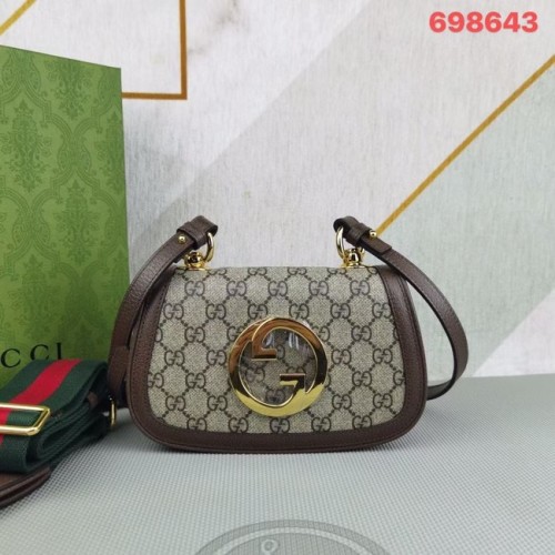 Geantă mini Gucci GG Supreme din pânză Blondie 698643 maro