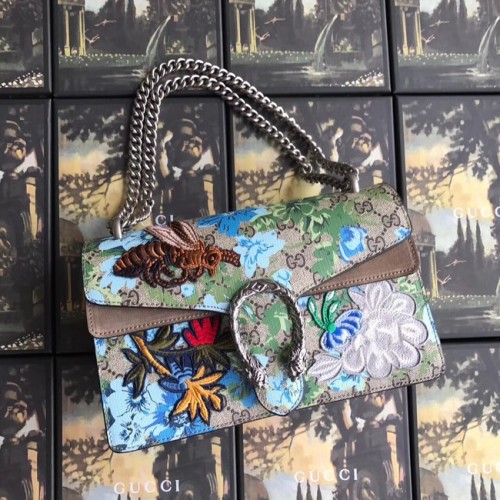 Geantă de umăr mică Gucci GG Supreme din pânză Dionysus 400249 albină