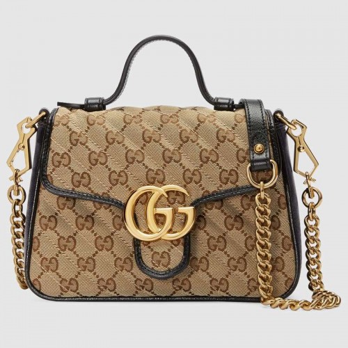 Geantă mini cu mâner superior Gucci GG Supreme din pânză 583571 Negru