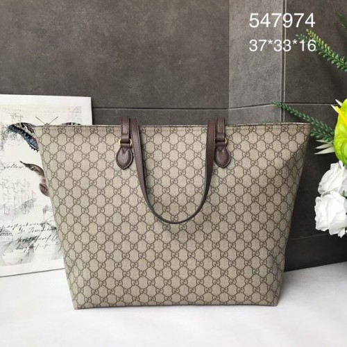 Geantă tote medie Gucci GG Supreme din pânză 547974 maro