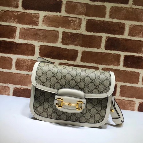 Geantă de umăr Gucci GG Supreme din pânză 602204 albă