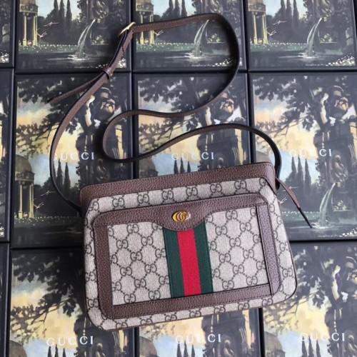 Geantă de umăr mică Gucci GG Supreme 523354 maro