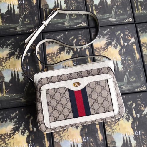 Geantă de umăr mică Gucci GG Supreme 523354 albă