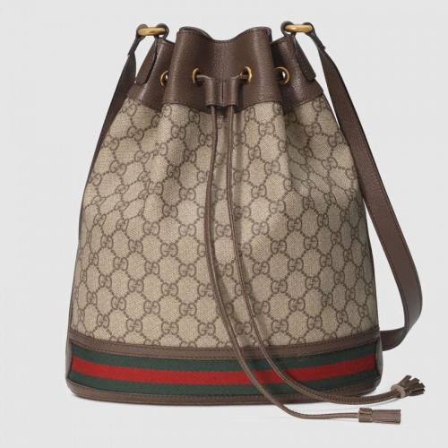 Geantă de umăr Gucci GG din pânză 540457 maro