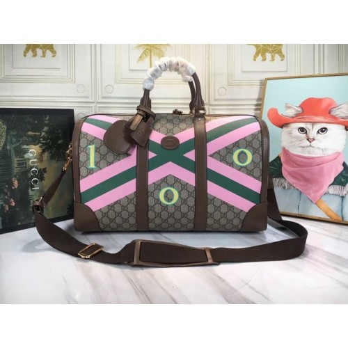 Geantă de voiaj Gucci cu imprimeu de garoafe GG 681133 maro