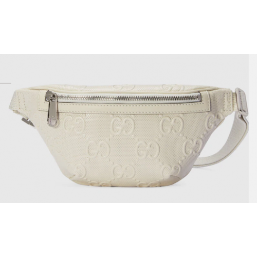 Geantă de centură Gucci cu model GG în relief 658582 albă
