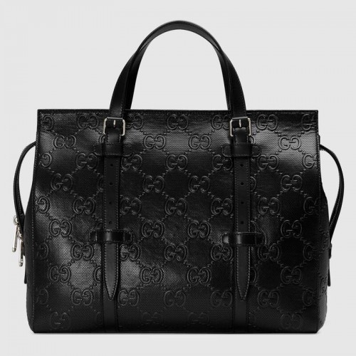 Geantă tote Gucci cu imprimeu GG 625774 Negru