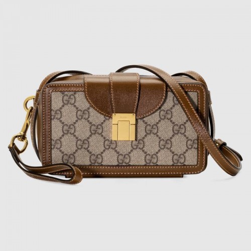 Geantă mini Gucci GG cu închidere cu cataramă 614368 maro