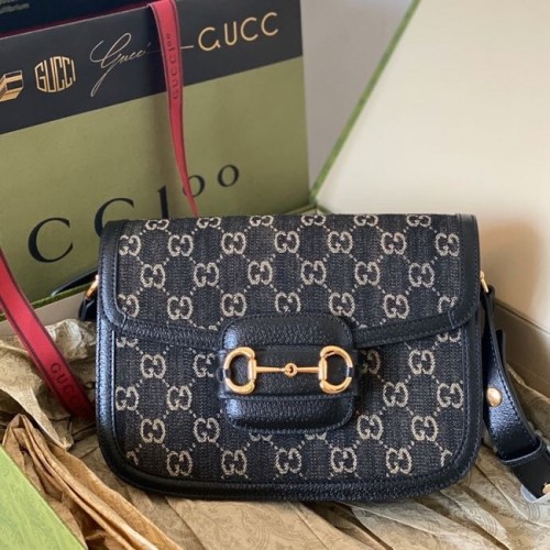 Geantă de umăr Gucci Horsebit 1955 602204 Negru