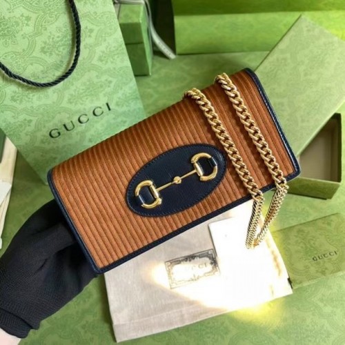 Portofel cu lanț Gucci Horsebit 1955 621892 maro