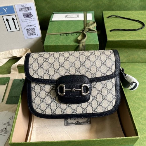 Geantă de umăr Gucci Horsebit 1955 602204 Albastră