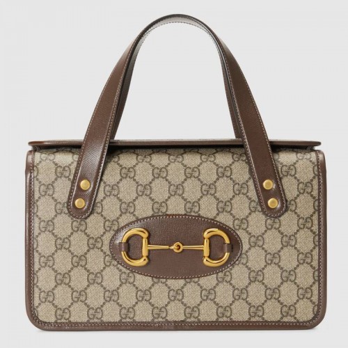 Geantă mică Gucci Horsebit 1955 cu mâner superior 627323 Maro