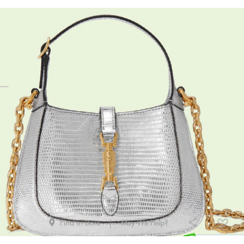 Geantă mini Gucci Jackie 1961 cu șopârlă 675799 Argintie