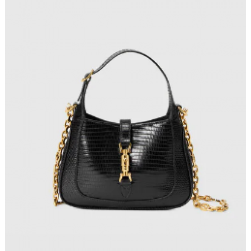 Geantă mini Gucci Jackie 1961 cu șopârlă 675799 neagră