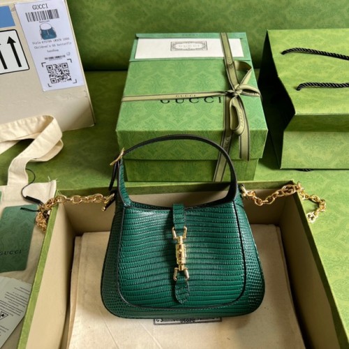 Geantă mini Gucci Jackie 1961 cu șopârlă 675799 verde