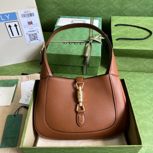 Geantă hobo mini Gucci Jackie 1961 din piele naturală 637091 maro