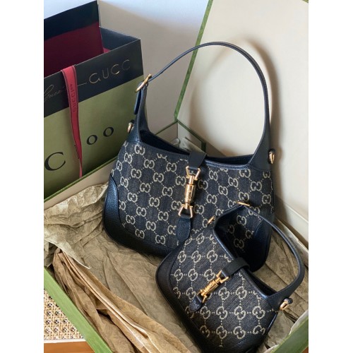 Geantă de umăr mini Gucci Jackie 1961 636706 și 637092 neagră