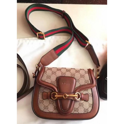 Geantă de umăr Gucci Lady Web GG Canvas 383821 Maro