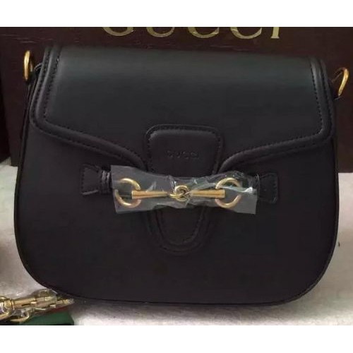 Geantă de umăr Gucci Lady Web din piele vopsită manual 380573 Negru