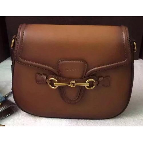Geantă de umăr Gucci Lady Web din piele vopsită manual 380573 maro