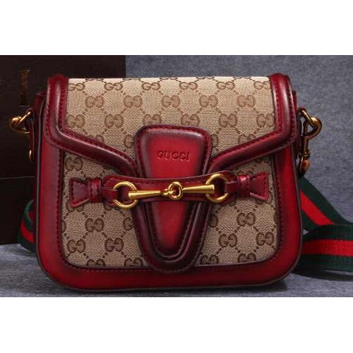 Geantă de umăr Gucci Lady Web Original GG Canvas 383848 Roșu
