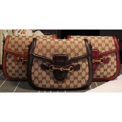 Geantă de umăr Gucci Lady Web Original din pânză GG 383848