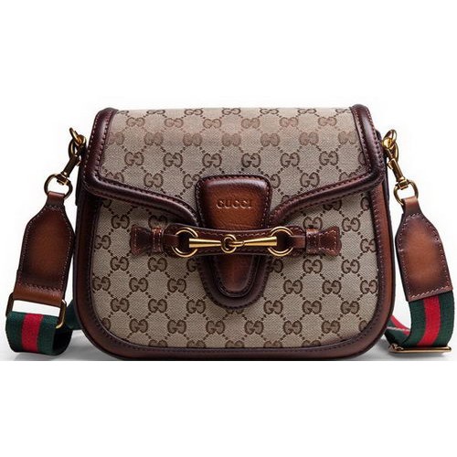 Genți de umăr Gucci Lady Web Original GG Canvas 383848 Maro