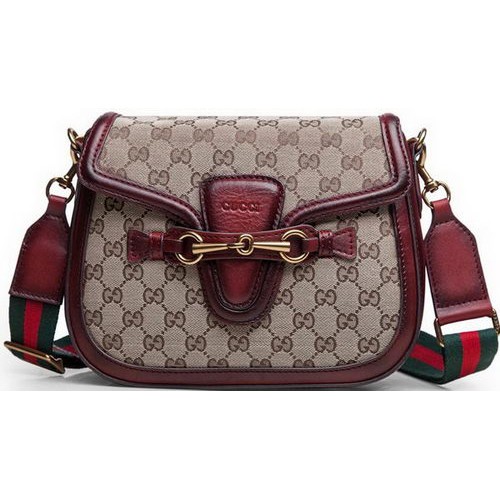 Genți de umăr Gucci Lady Web Original GG Canvas 383848 Burgundy
